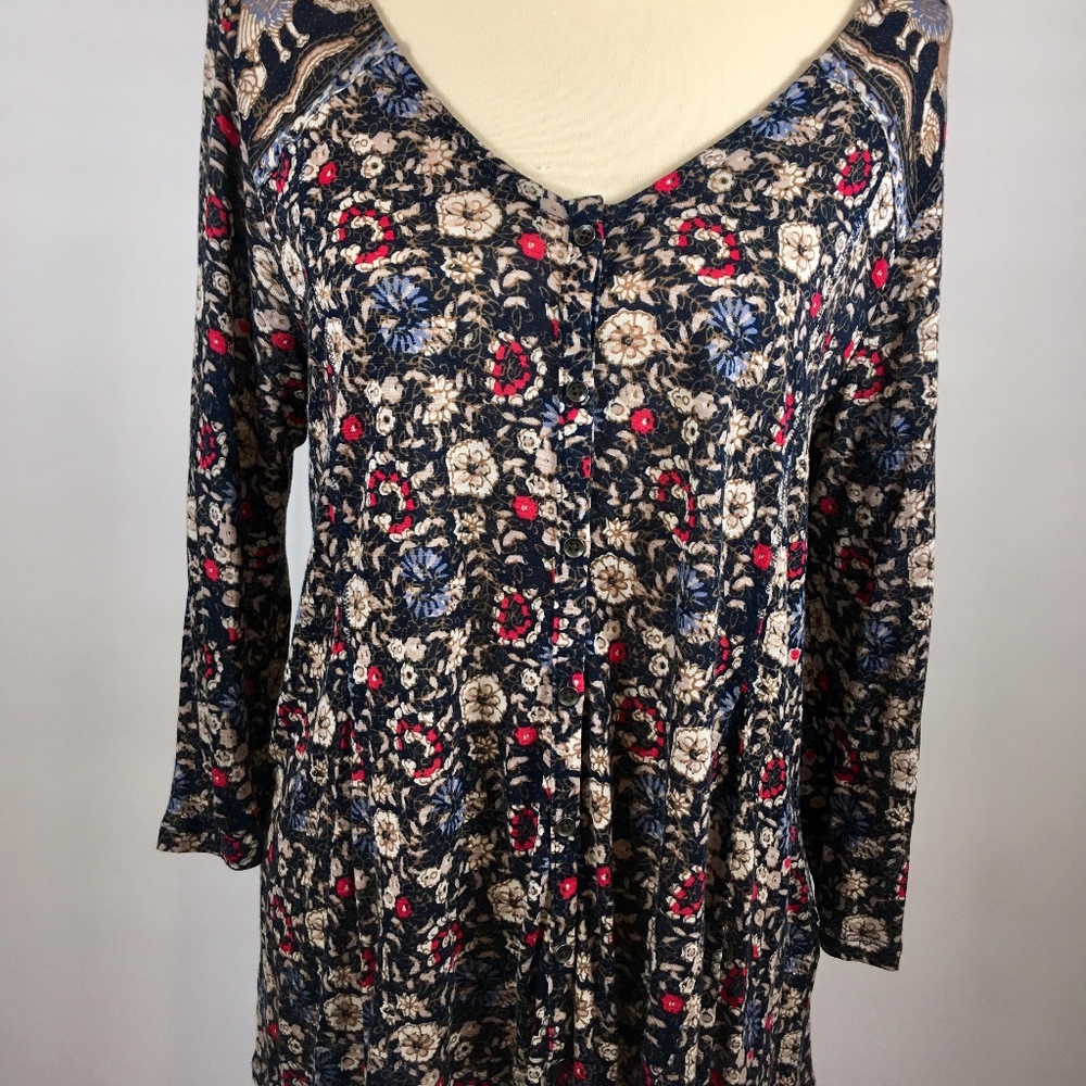 Lucky Brand boho tunic knit blouse size L
